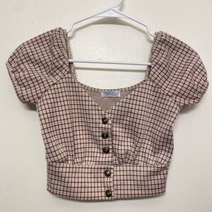 Chic Plaid Button-Up Crop Top